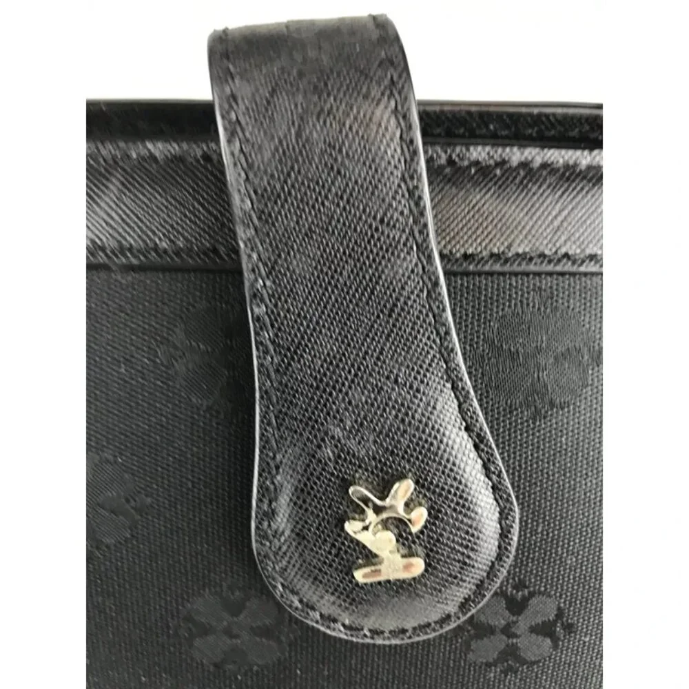 Moonsus Womens Black Beige‎ Lined Leather Inner Pockets Laptop Bag